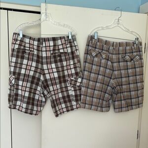 Izod Brown and Blue Plaid Shorts Set